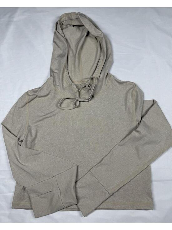 Tops - Buff Bunny XL Cream Logo Cropped Hoodie Women's Workout Yoga Fitness Y2K NWOT